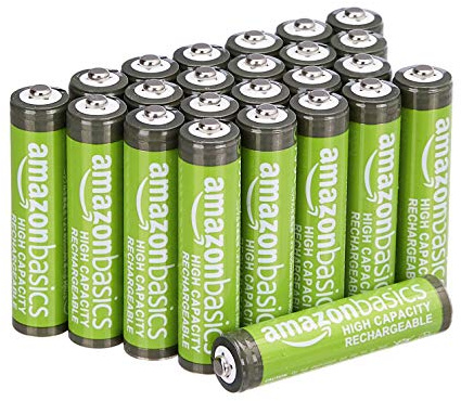 Amazon Basics 24er-Pack wiederaufladbare AAA-NiMH-Akkus mit hoher Kapazität, 850 mAh, 1,2 V, bis zu 500-mal aufladbar, vorgeladen