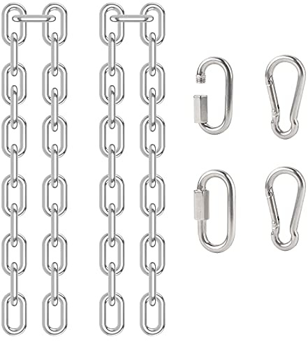 DesertBoy Verlängerungskette für Hängesessel 2 Stück Edelstahlkette Boxsack Halterung 60cm Gliederkette Rundstahlkette mit 4×M5 Kettenglied Karabiner