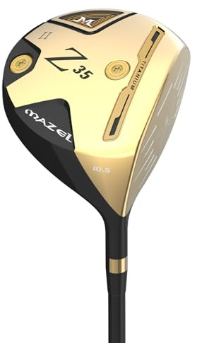MAZEL Titan-Golf-Treiber für Herren 460cc Rechtshänder, Premium-Cup Face Design, Maximale Balldistanz (Gold, 10.5 Degree Flex Stiff)
