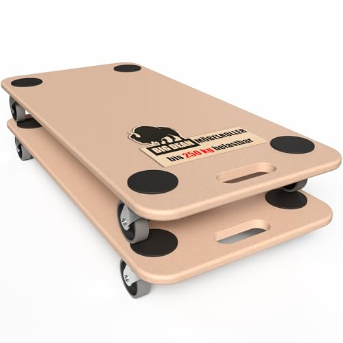 BigDean 2 Möbelroller Transportroller 250kg Rollbrett MDF Möbel Hund Roller | Schwerlastroller bis 250 Kilogramm Traglast, Spezielle Räder