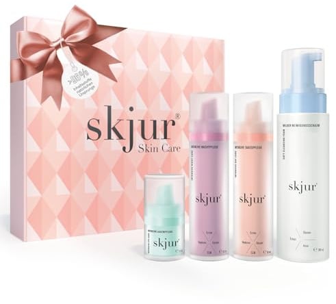 Skjur – Anti-Aging Gesichtspflege Set Damen für empfindliche Haut – Geschenke für Frauen – 4 Kosmetikprodukte mit Ectoin & Glycoin – Face Care Geschenkset – Beauty Set – vegane Skincare