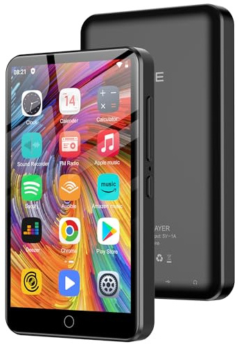 80GB MP3 Player mit Bluetooth und WiFi, 4.0 Touchscreen MP3 Player für Kinder Eingebauter Lautsprecher, MP4 Player mit Spotify, Audible, Amazon Music, Deezer, Pandora, FM Radio, bis zu 1TB