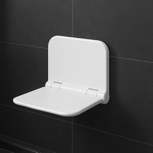 Bürstenking Duschklappsitz für Wandmontage mit Rückenlehne bis 140 kg belastbar, weiß – Ideal für Senioren Duschsitz klappbar, Wandmontage, Duschhocker, Klappsitz Wand Dusche