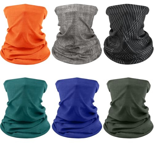Awumbuk Halstuch Herren & Damen 6 Stück, Multifunktionstuch Unisex Nahtlose Bandanas Schlauchschal Herren Winddicht Halswärmer Motorrad Schal für Outdoor Arbeit Radfahren Laufen