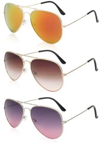 SAIIURV3 Paar Pilotenbrille mit getönten Gläsern, Retro Sonnenbrille Damen Herre, Mode Brille Vintage 80er 90er Damenbrille UV400 Polarisiert Klassisch Frauen Sonnenbrillen