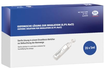 IEA Medical – Kochsalzlösung zum Inhalieren 0,9% NaCl (20×5 ml) | sterile Inhalationslösung für Vernebler, isotonisch, konservierungsfrei