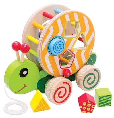 Eichhorn 100002231 NachziehStecktier, mit 4 versch. Steckbausteinen, Birkenholzspielzeug mit Bewegung, für Kinder ab 1 Jahr, Größe: 15x24x19,5cm