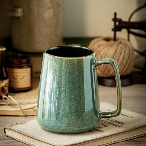 Cteahrow 700 Ml Keramik-Kaffeetasse, große Milchkaffeetasse, Teetasse, glatte Glasur für Kakao, Cappuccino, Latte, Müsli, spülmaschinenfest, mikrowellengeeignet (grün)