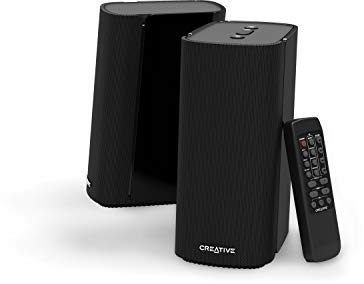 Creative T100 Kompakte 2.0-Hi-Fi-Desktop-Lautsprecher, bis zu 80W Spitzenleistung mit Bluetooth 5.0, optischer Eingang, für Computer und Laptops