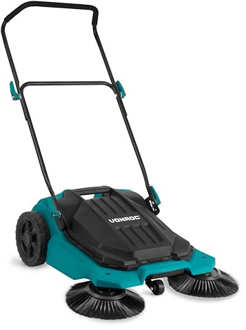VONROC Kehrmaschine manuell 65cm Kehrbreite, 18 Liter Behälter, | - Bodenreinigungsmaschine für Draußen - 2600m2 pro Stunde - Ideale Laubkehrmaschine für Zuhause