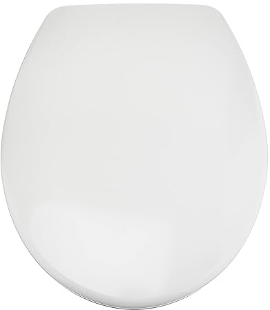Amazon Basics Oval Robuster WC-Sitz aus Urea-Material mit Absenkautomatik, leicht abnehmbar, 37 x 42.5 cm, Universalgröße, Weiß