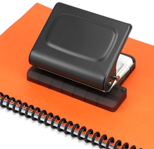 QWORK® 10-Löchern Bindemaschine für Planer, Geeignet für A4/B5/A5 Papier, inkl. 12 Mehrfarbige Binderingen (30-Löchern)