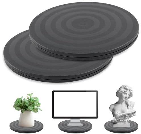 MIYUANGKJ 2 Stück 20 cm Schwarz Kunststoff 360 Grad Drehbarer Universal Drehteller für Laptops, Monitore, TV, Lautsprecher, Handwerk, Pflanzen, Küche