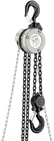 Wiltec Mini Kettenzug bis 3 t, robuster Handkettenzug 3 m Hubhöhe, Tragmittel mit 3 m Lastkette, Hebezeug manuell, hochbelastbares Hebemittel