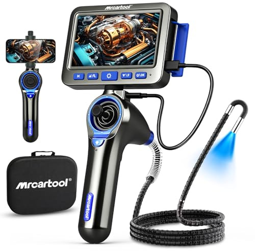 Endoskopkamera mit Licht 360° Endoscope - Endoskop 6.2mm Inspektionskamera 5,0 HD Rohrkamera, Endoskopkamera Beweglicher Kopf mit 6 LED, IP67 Wasserdicht 1M Flexible Kanalkamera Kfz Werkzeug