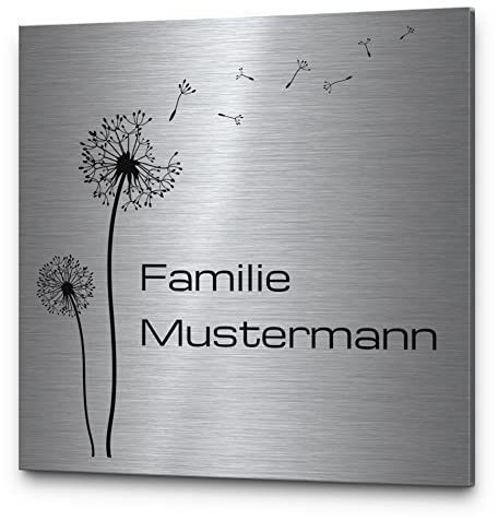 Edelstahl Namensschild Haustür mit Gravur | Türschild Familie mit vielen versch. Motiven | von groß bis klein | Haustürschild Briefkastenschild selbstklebend oder mit Bohrlöcher | Klingelschild