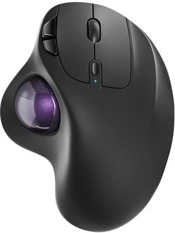 Nulea M501 Kabellose Trackball Maus, Wiederaufladbare Ergonomische Maus, Präzises und Reibungsloses Tracking, 3-Geräte-Verbindung (Bluetooth oder 2,4G USB-Empfänger), Kompatibel für Mac, Windows.