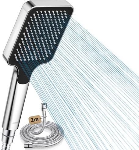 FASDUNT Duschkopf mit Schlauch 2M, Hochdruck Duschkopf Regendusche mit 9.5L/min Durchflussbegrenzer Duschbrause Wassersparend 40% Senkung der Wasserkosten