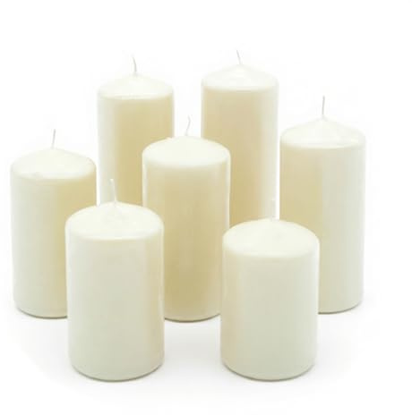 Echtwachs Stumpenkerzen 7er Set - creme weiß - Blockkerze in 7 verschiedenen Höhen - Kerze für Weihnachten Winter Advent Laterne Windlicht Dekoration