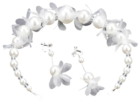 Zartes Ohrringe Stirnband SET für Braut Haarschmuck Elegante besetzte Perlenohrringe mit glitzerndem Braut Haarschmuck