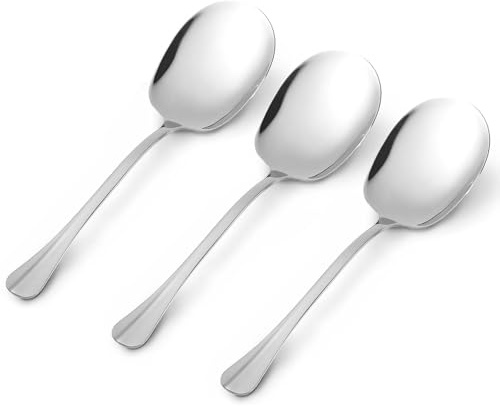 3 Stück Großer Servierlöffel, 25cm, Edelstahl, Vorlegelöffel, Lange Löffel, Servierbesteck