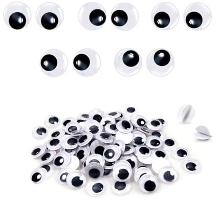 TOAOB 70 Stück Selbstklebend Wackelaugen Runde Schwarz Weiß 15mm Kunststoff Augen für Scrapbooking Kunsthandwerk Puppe Zubehör