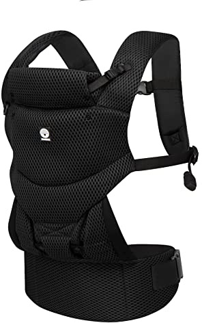 Dooky Carrier Urban Comfort Babytrage 0-3 Jahre bis 15 kg, Schwarz | Für Kinder von 0-3 Jahren bis 15 kg, atmungsaktives 3D-Mesh, Front- und Rückentrage, Lendenstütze, faltbare Kopfstütze