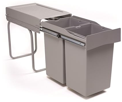 Victory Einbau-Abfallsammler Double-Man Deluxe 28 Liter in Alugrau Vollauszug Mülleimer