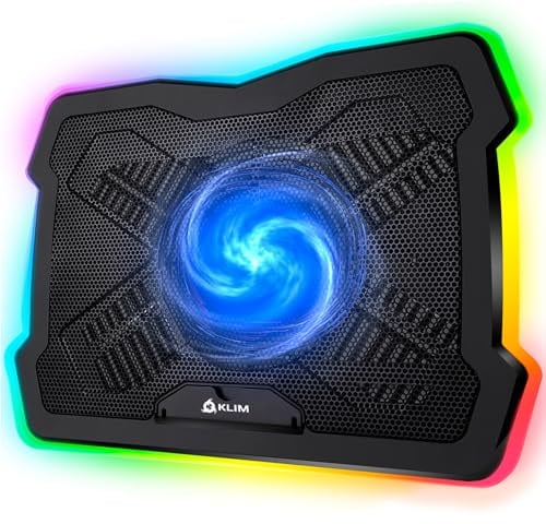 KLIM Ultimate Laptop Kühler + NEU + Gaming Cooling Pad + Stabiler RGB Ständer mit Lüfter + Kompatibel bis zu 17 + USB-Lüfter + Für PC Mac PS5 PS4