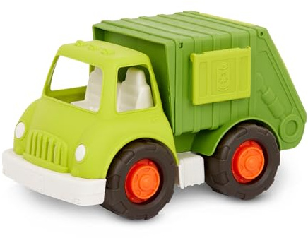 Battat Recycling-LKW – Spielzeug-Müllwagen mit 3 Fächern, Müllauto | Spielzeug-Müllwagen mit 3 Fächern für Papier, Dosen und Müll sowie kippbarem Heckbehälter, ca. 31 x 17 x 19 cm, 1+ Jahre