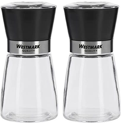 Westmark Gewürzmühlen-Set, Inhalt: 2 Mühlen, Mit Keramikmahlwerk, Glas/Keramik/Kunststoff, Transparent/Schwarz/Silber, 63552260