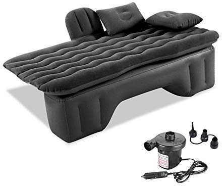 Ergocar Auto Luftmatratze Aufblasbare Matratze mit Pumpe Air Bett Camping Auto Kissen für Reisen Camping Hinterhof Strand (Schwarz)