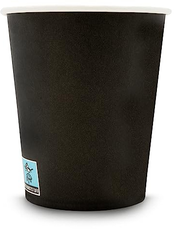 WELLSACUP 1000 Stück Pappbecher 180 ml, Schwarz, geeignet für Heiß- und Kaltgetränke, Coffee to Go, Business, Veranstaltungen, Party