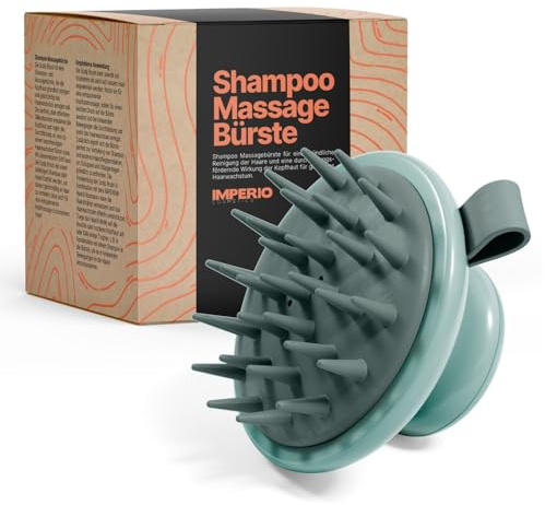 IMPERIO Kopfhaut Massagebürste zur Anregung des Haarwachstums - Premium Scalp Massager für durchblutungsfördernde Kopfmassage - Anwendung im trockenen & nassem Haar (Mint)