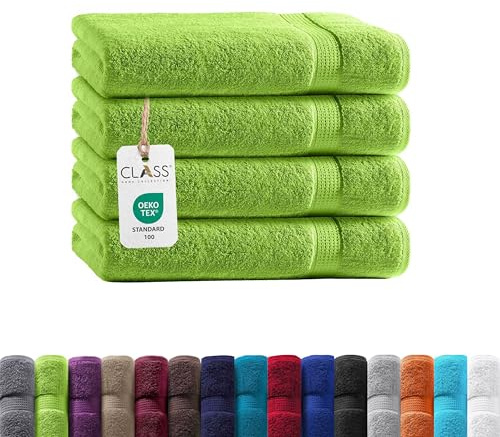 Class Home Collection Frottee Gästetücher 30x50 cm – 4er Set Gästetuch – Besonders weiche & saugfähige Gästetücher aus 100% Baumwolle mit Aufhänger – Apfelgrün