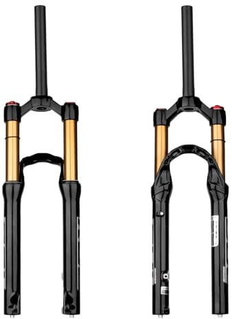 BOLANY 20/24 Zoll Fahrrad-Federungsluftgabel 28,6 mm (1-1/8 Zoll) * 220 mm Gewindelose Gerade-Gabelschaft 9 mm MTB-Vorderradgabel 100/135 mm Federweg