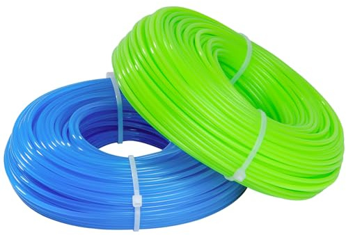 2 Rollen Mähfaden Trimmerschnur 2,4mm, 100 m Nylon Mähfaden Trimmerfaden für Rasentrimmer Schnur Gartenschneider Freischneider Rasentrimmer Faden(Grün, Blau, 50m x 2 STK)