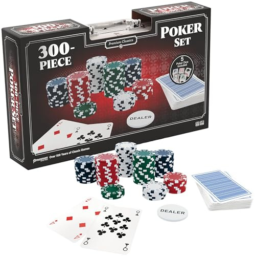 PPC: 300pc Poker Chip Set - Tin Case | 300 Pokerchips und 5 Würfeln, Brettspiel für Erwachsene und Kinder ab 6 Jahren, 2 bis 10 Spieler
