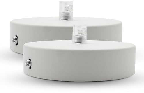 DOJA Barcelona | Deckenlampen Baldachin | Weiß | 2 Stück Packung | Lampenbaldachin 100x25mm | Deckenrosette | Metall Deckenbaldachin | Deckenlampen Zubehör, Schlafzimmerdekoration, Kabelabdeckung