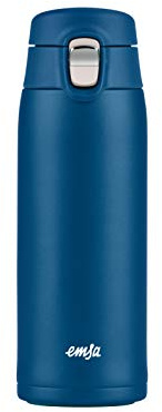 Emsa N21509 Travel Mug Light Thermo/Isolierbecher aus Edelstahl, 0,4 Liter, 8h heiß, 16h kalt, 100 Prozent dicht, auslaufsicher, spülmaschinengeeignet, Klappverschlussystem, Blau, 1 Stück (1er Pack)