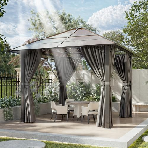 Devoko Pavillon 3x3 Wasserdicht Stabil Winterfest, Aluminium Gartenpavillon, Grillpavillons mit festem, lichtdurchlässigem Dach, Protection UV 50+, Pergola Geeignet für Gärten im Freien, Grau