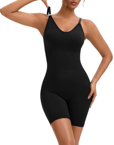 INNERSY Shapewear Damen Body Shaper Bauchweg Nahtlos Formende Bodys mit Abnehmbares Brustpolster