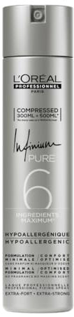 L'Oréal Professionnel Infinium Pure Extra Strong Compressed, Haarspray für maximalen Halt und ultimativen Glanz, Sofortiger Halt ohne zu verkleben, Keine sichtbaren Rückstände, Ohne Parfum, 300ml