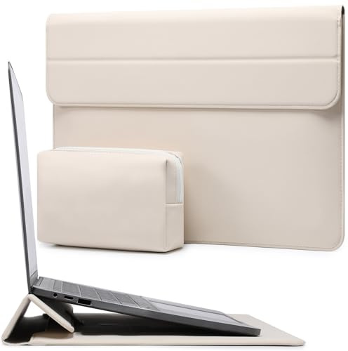 HYZUO 13 Zoll Laptop Hülle mit Standfunktion für 2026-2018 MacBook Air 13 M5 M4 M3 M2 M1, 2026 13 MacBook Neo, 2026-2016 MacBook Pro 13 M2 M1, iPad Pro/Air 13, Surface Pro 12-3, Beige