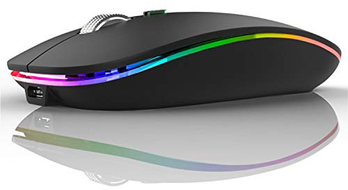 Uiosmuph G12 Maus Kabellos, Leise Wiederaufladbar Mouse,Schwarz Matt