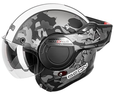 BEON Stratos Motorradhelm - Systemhelm Klapphelme mit Visier und Sonnenblende - Rollerhelm Sonnenblende - Motorrad Helm Damen & Herren - Integralhelm 180° Klappbar - Anti-Kratz-Visier - L