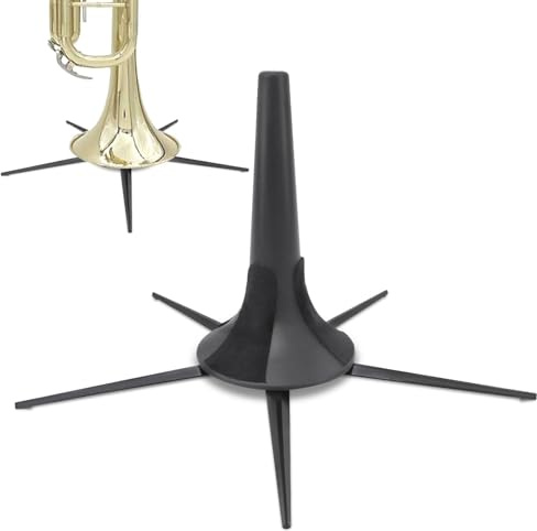 Tragbarer Trompetenständer, 18x30,5cm/7,1x12 Zoll ABS Zinklegierung Trompetenhalterung Faltbarer Ständer Orchesterinstrumente Tragbarer Trumpet Stützhalter Zubehör mit 5 Beine für Trompete Flöte