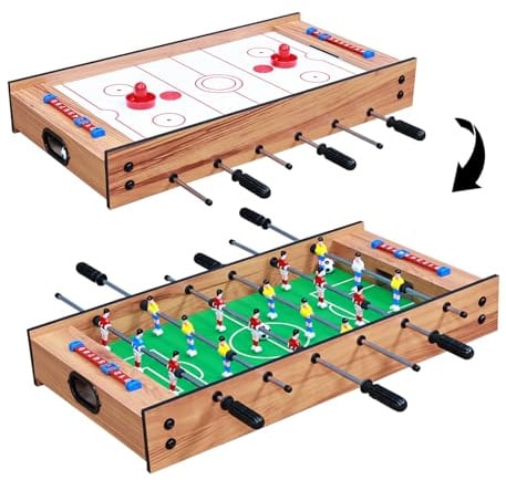 2 in 1 Multi-Spieltisch Mini-Fußballtisch mit Rutsche Hockey Kickertisch Spieltisch für Familie Eltern-Kind Interaktiver Kinder