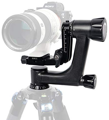 SIRU PH-10 Gimbal Stativkopf Kohlefaser, Gimbal Head Professional Heavy Duty 360°Panorama mit 15 KG Tragkraft, mit 1/4 Zoll Arca-Swiss Schnellwechselplatte für Kamera