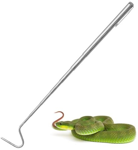 JinliangGuo Einteiliger Schlangenhaken aus Metall, rostfrei, Schlangenfänger, für den Außenbereich, Reptilien, Stahl, Teleskopschlangenfänger für Reptilienfangkontrolle